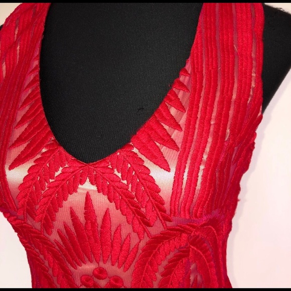 Bardot Revolve Sexy Red Lace Dress Bodicon NWT - Picture 2 of 8